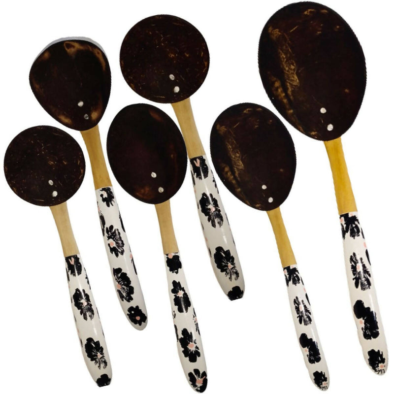 E and E Shop Coconut Shell Serving Spoons | Set of 6 Spoons
