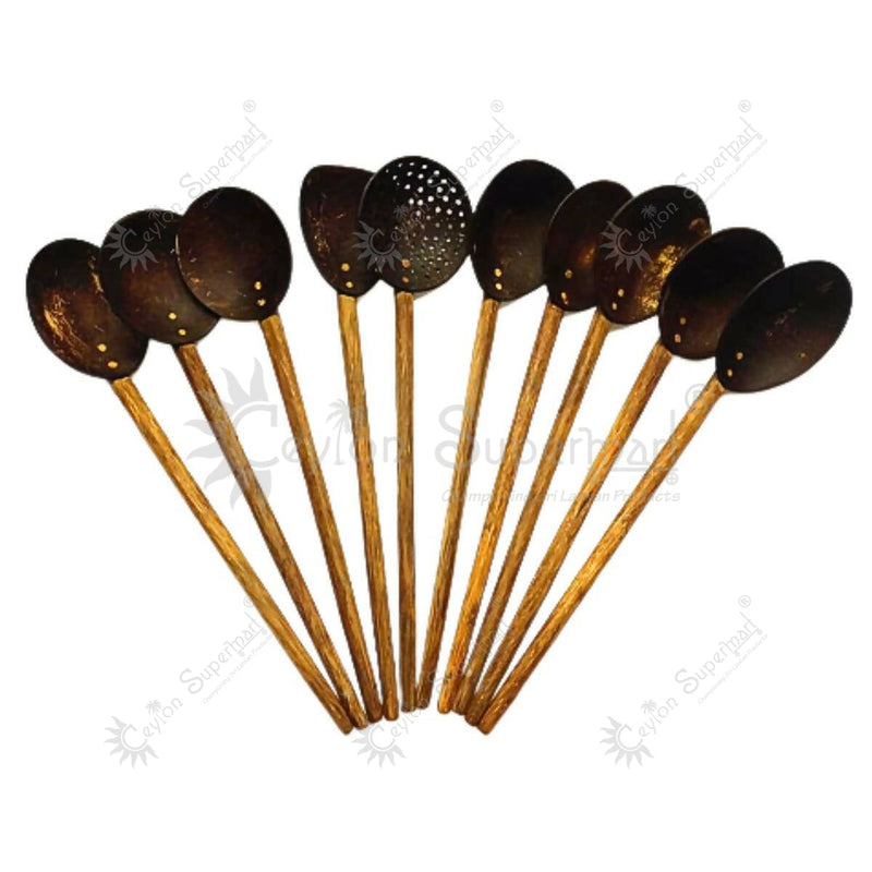 E and E Shop Coconut Shell Spoons Set | Set of 10 Spoons