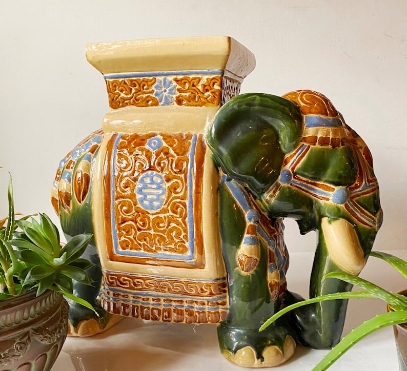 Elephant Ceramic XL Plant Stand 1960-70s