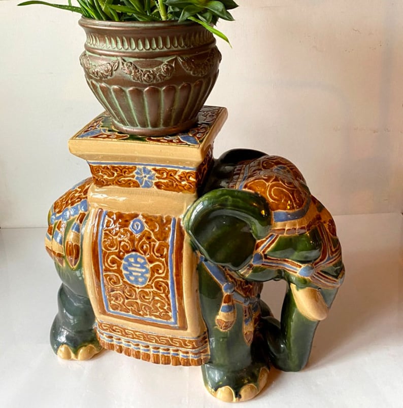 Elephant Ceramic XL Plant Stand 1960-70s